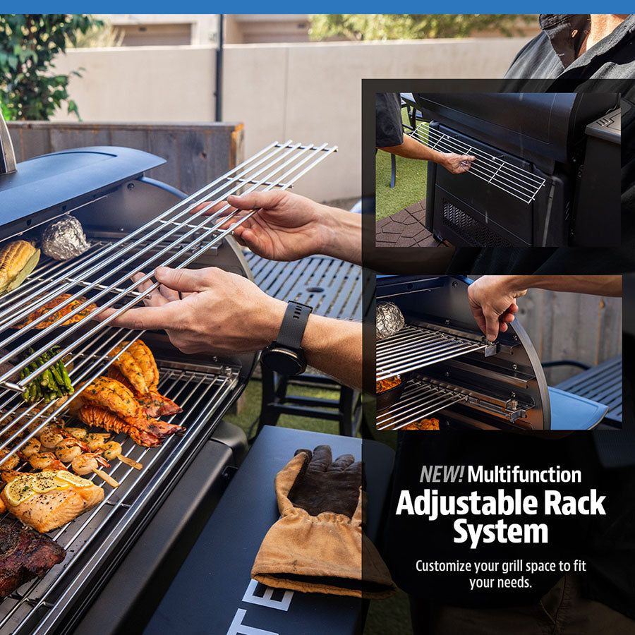 Pit Boss Competition Series Titan Wood Pellet Grill. New Multifunction Adjustable Rack System - customize your grill space to fit your needs