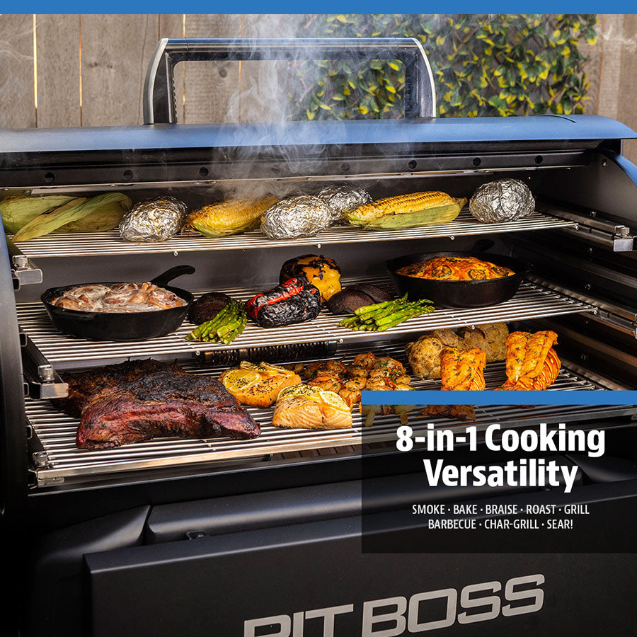 Pit Boss Competition Series Titan Wood Pellet Grill. 8-in-1 cooking versatility: smoke, bake, braise, roast, grill, barbecue, char-grill, and sear