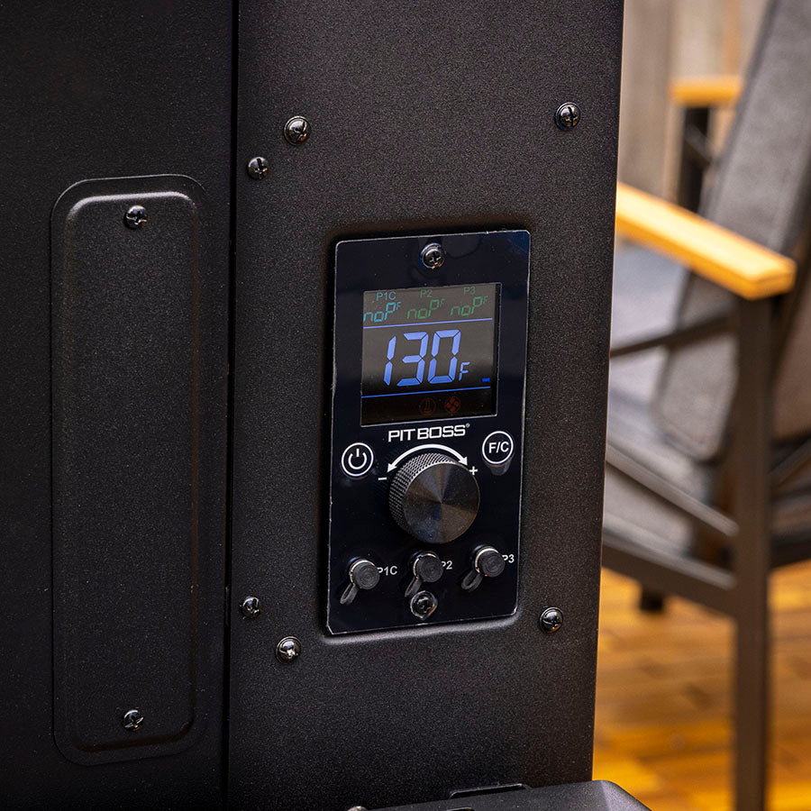 Pit Boss Navigator 6-Series Vertical Smoker, setting temperature on digital control board to monitor with pit boss app