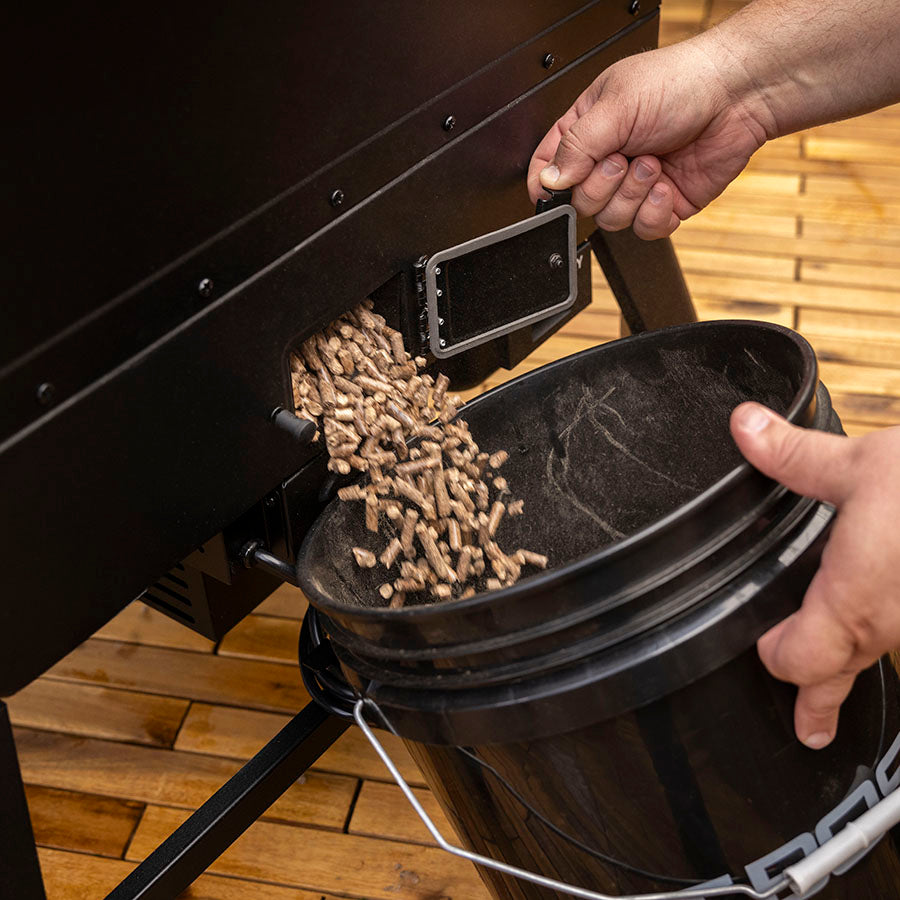 Pit Boss Navigator 6-Series Vertical Smoker, easy hardwood pellet hopper cleanout