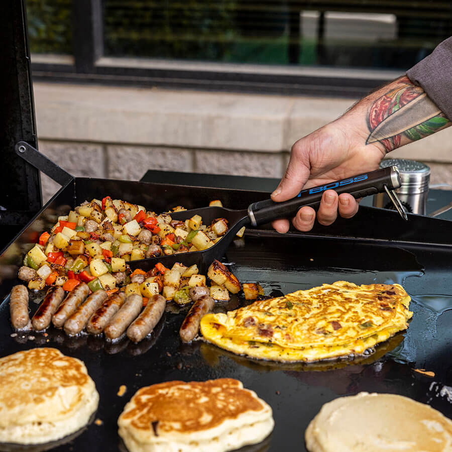 Ultimate Griddle Grub Shovel Scooping up breakfast food