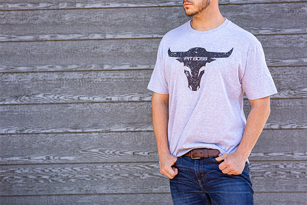 Pit Boss Men s Grey Heather Bull T Shirt
